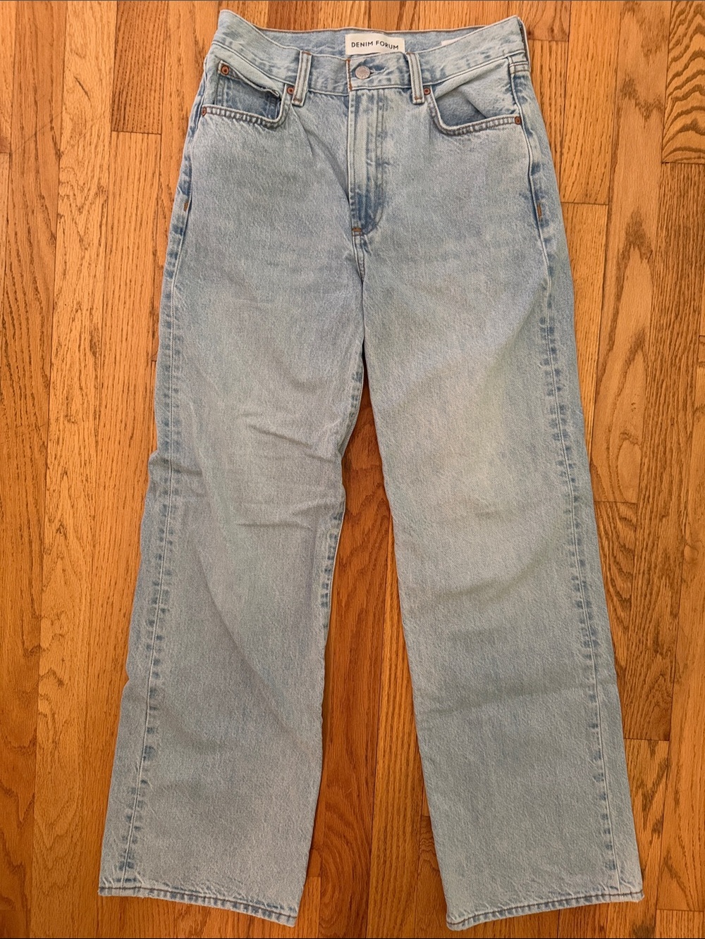 Aritzia The Farrah Wide- Denim Forum Pale Blue Straight Leg Jeans